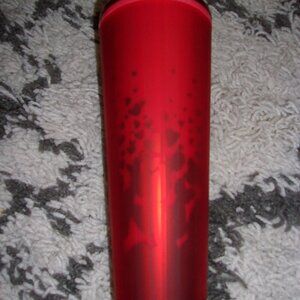 Starbucks Red Hearts 24oz Cold Cup Tumbler Dome Lid & Straw